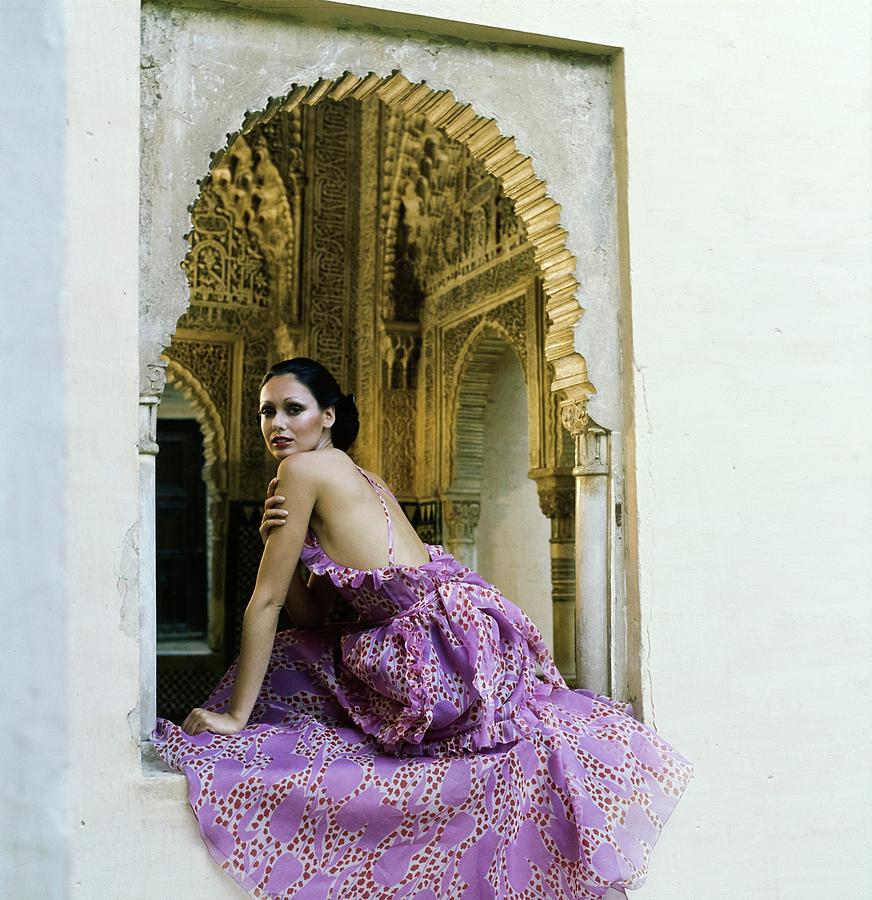Model Wearing A Purple Dress Photograph by Raymundo de Larrain