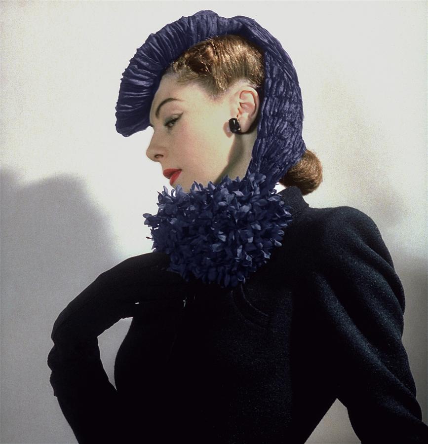 Model Wearing A Purple Hat Photograph by John Rawlings