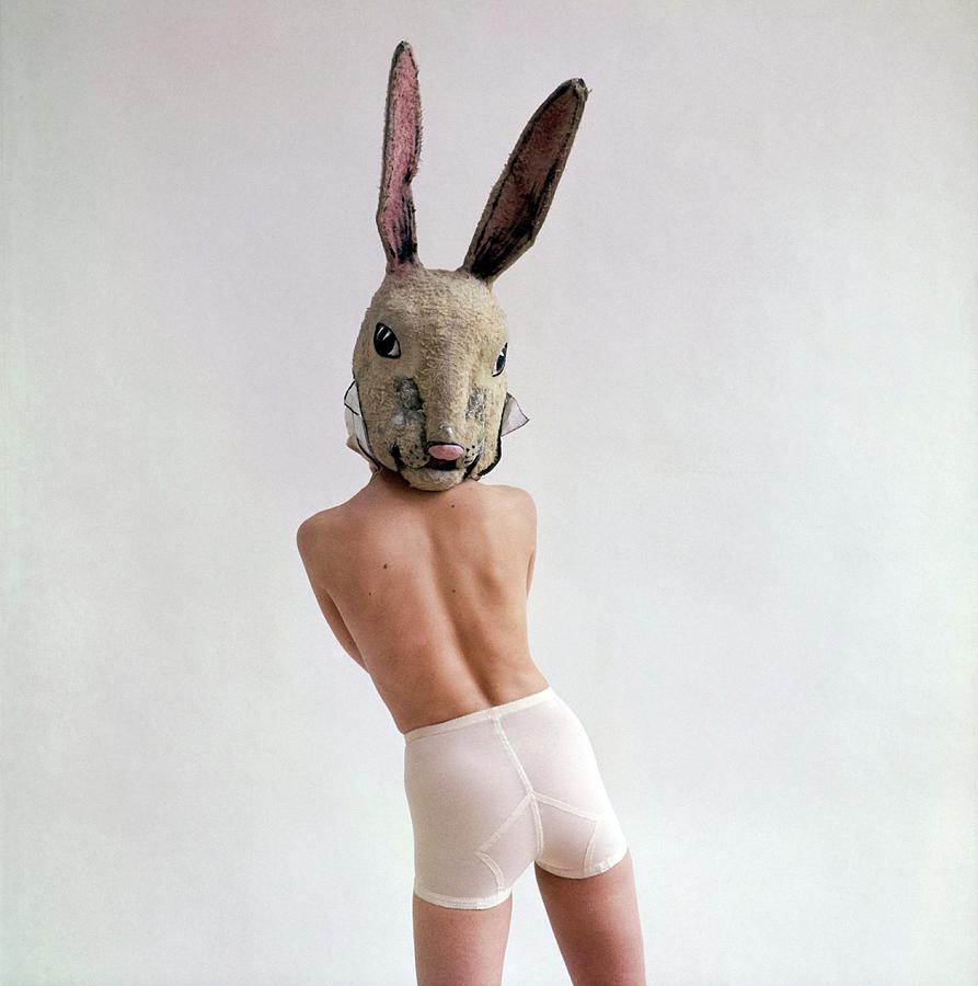 Model Wearing A Rabbit Mask Photograph by Gianni Penati