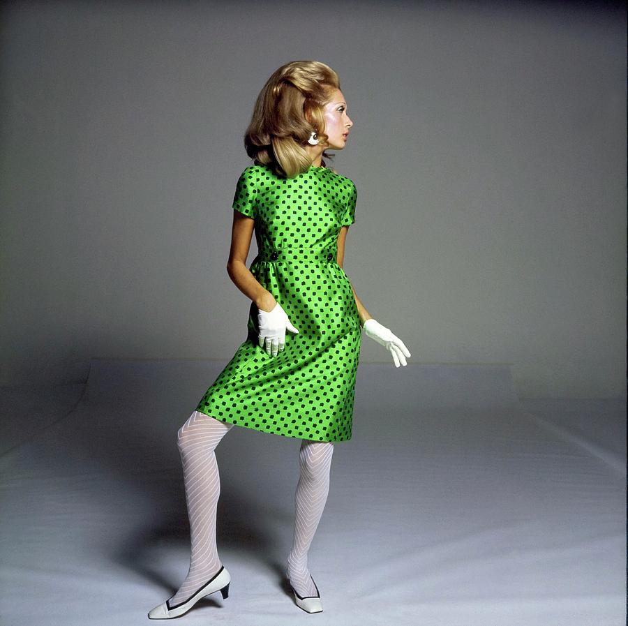 Model Wearing A Shannon Rodgers Dress Photograph by Bert Stern