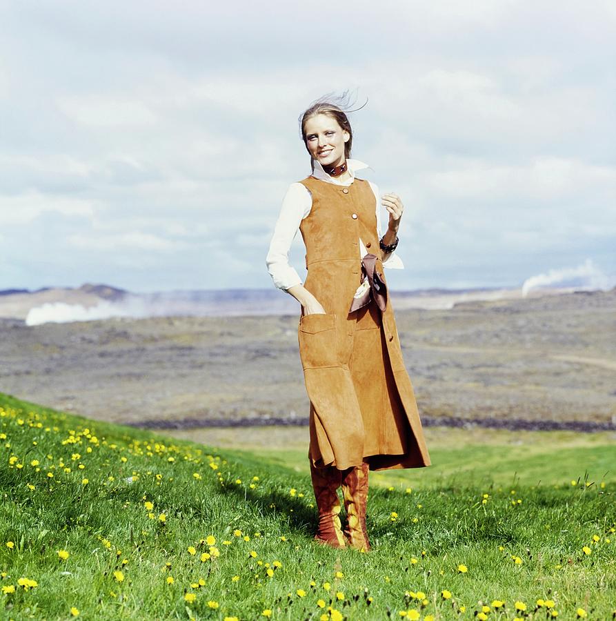 Model Wearing A Suede Coat Photograph by John Cowan