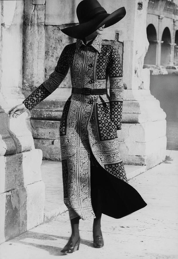 Model Wearing A Valentino Coat Photograph by Henry Clarke