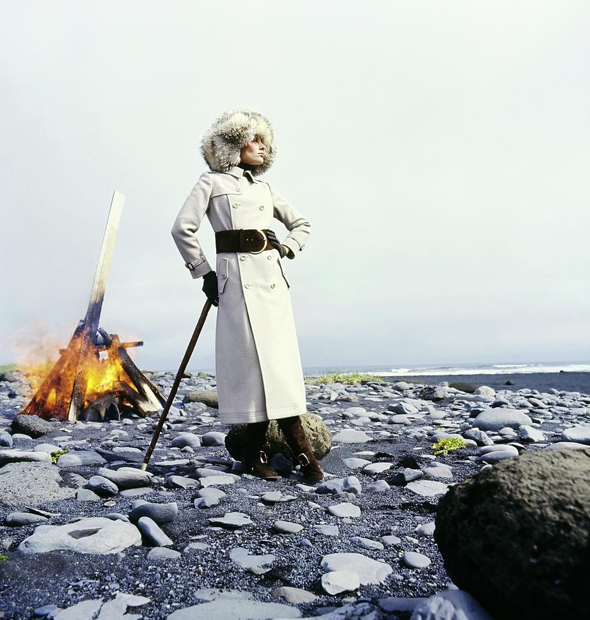 Model Wearing A White Coat Photograph by John Cowan