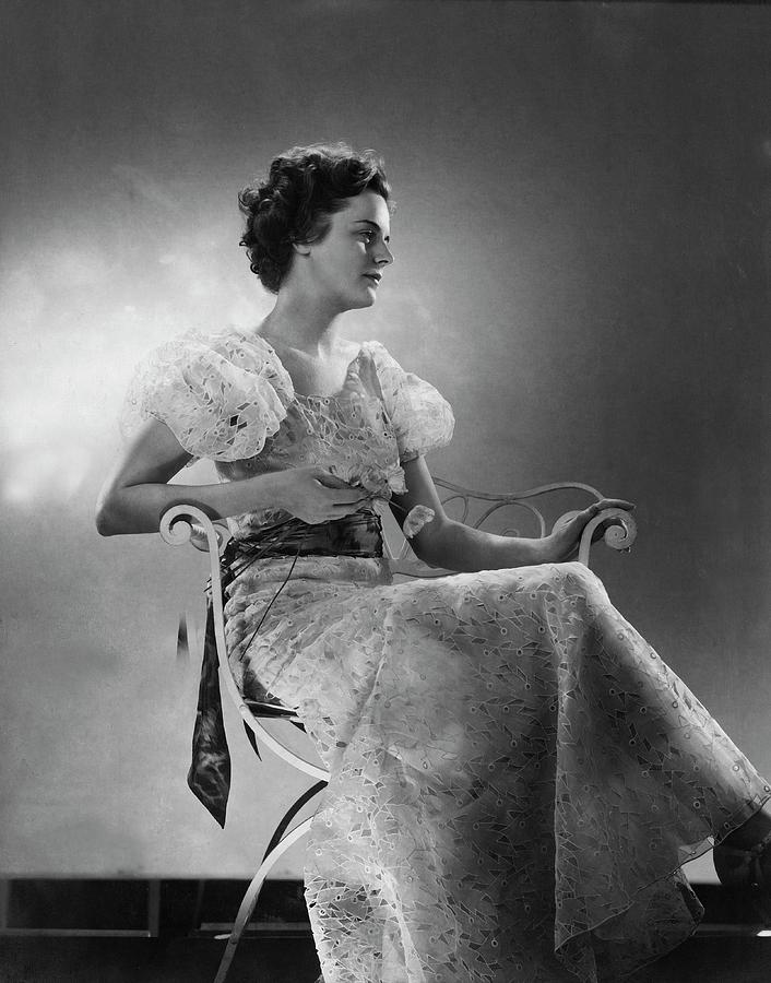 Model Wearing A White Eyelet Dress Photograph by Edward Steichen