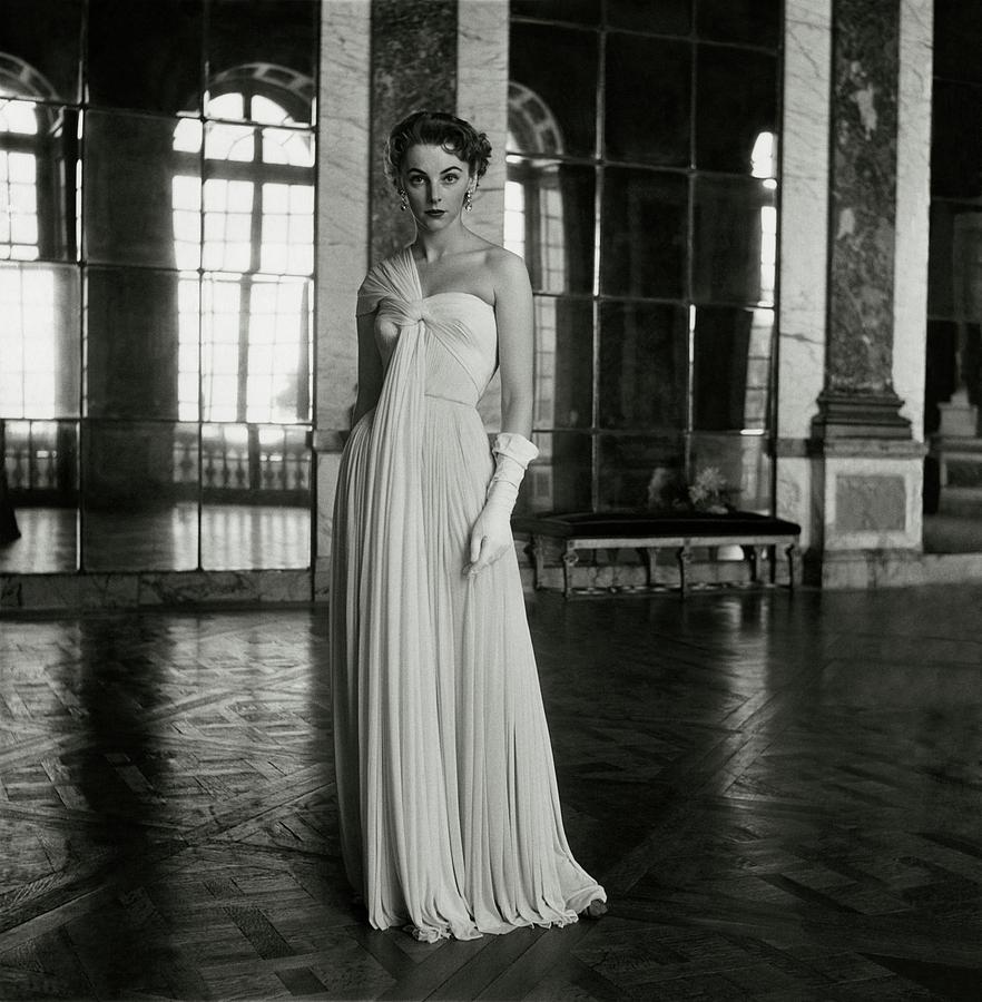 Model Wearing A White Gown At Fontainebleau Photograph by Frances McLaughlin-Gill