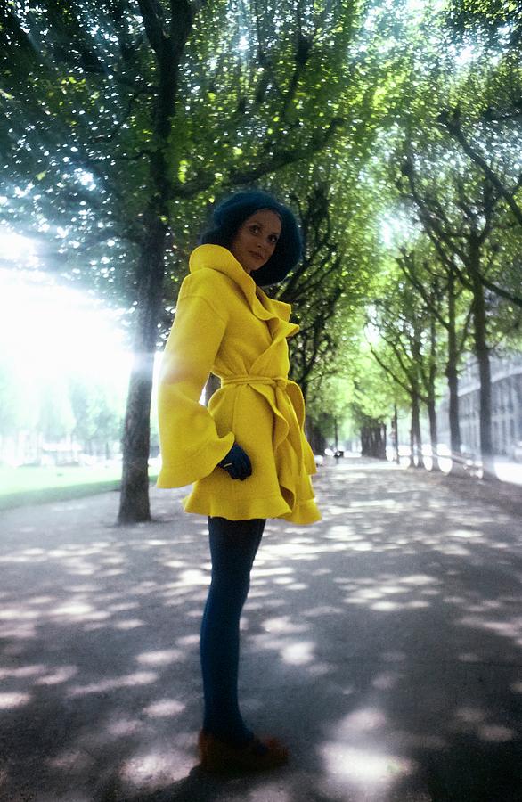 Model Wearing A Yellow Kenzo Coat Photograph by Arnaud de Rosnay