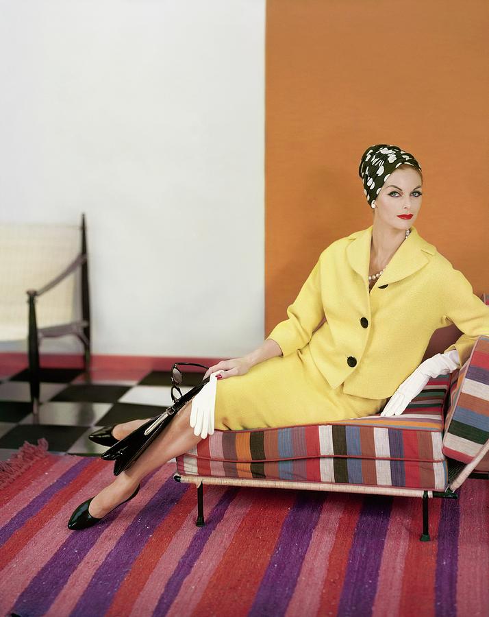 Model Wearing A Yellow Suit Photograph by Henry Clarke