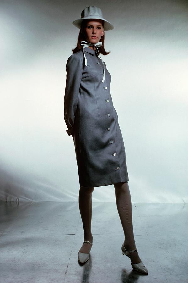 Model Wearing An Anne Fogarty Dress Photograph by Francesco Scavullo