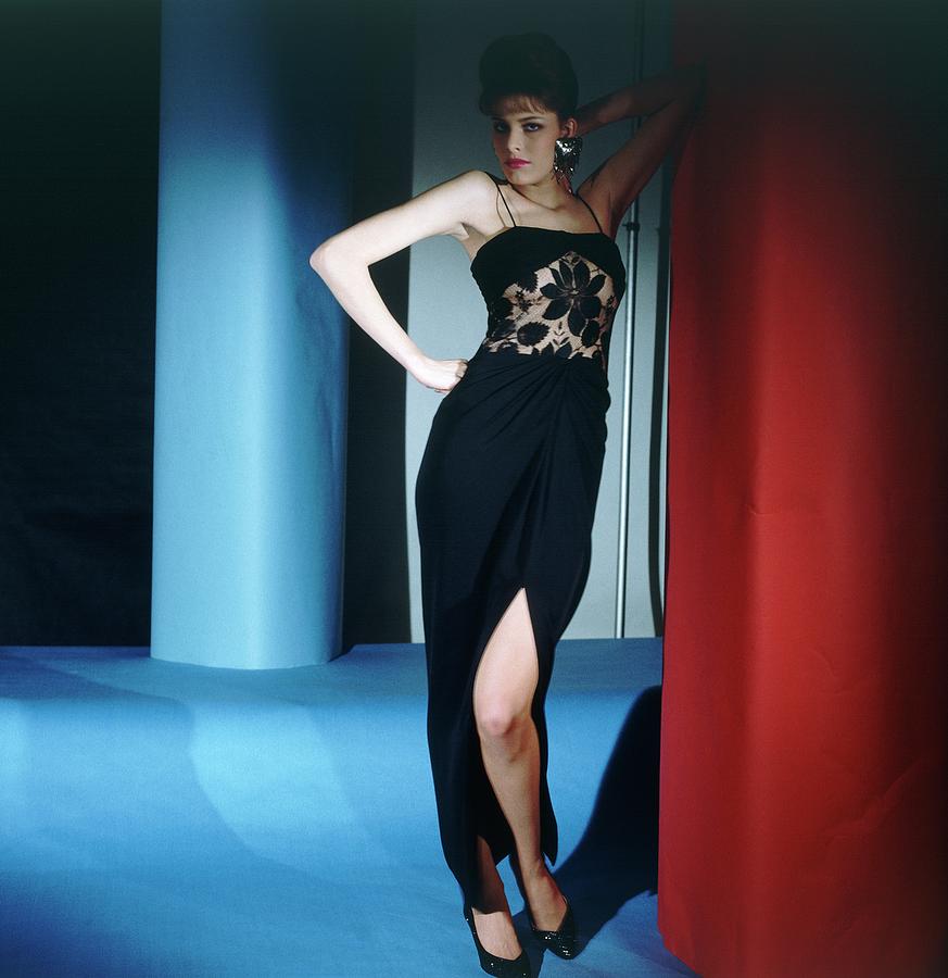 Model Wearing Black Evening Gown Photograph by Horst P. Horst