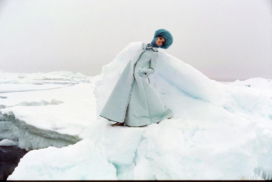 Model Wearing Coat In Arctic Circle Photograph by John Cowan