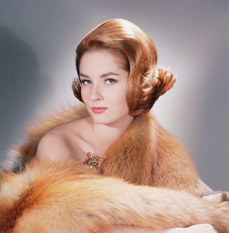 Model Wearing Fur Stole And Gold Brooch Photograph by Horst P. Horst