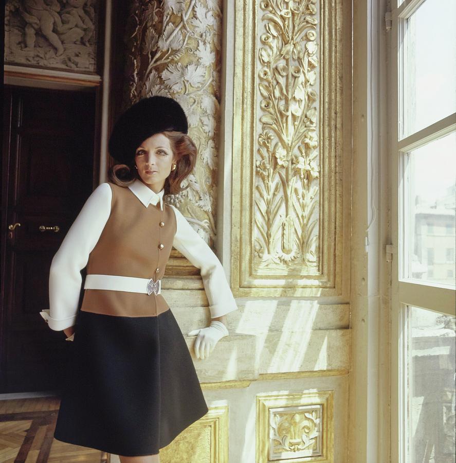 Fashion Photograph - Model Wearing Mila Schon Coat Dress by Henry Clarke