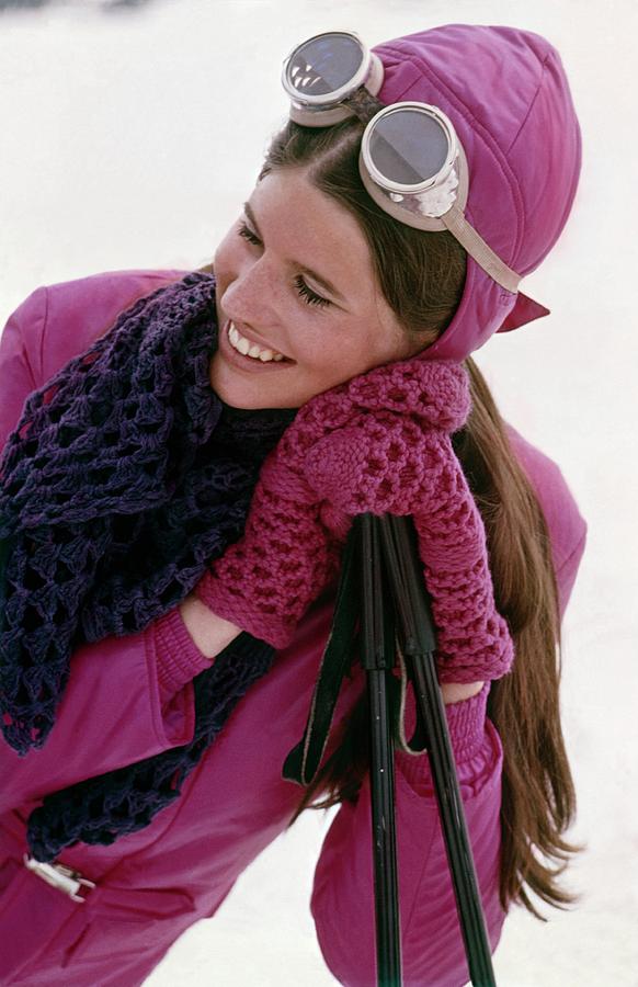Model Wearing Pink Ski Cap Photograph by William Connors