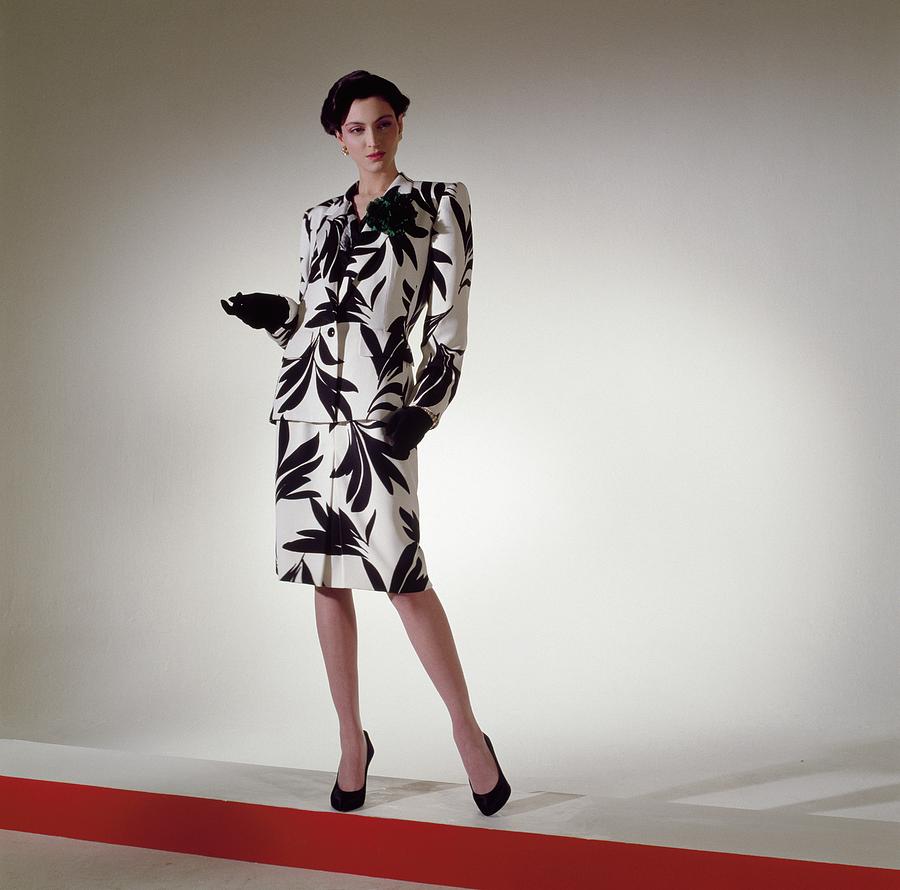 Model Wearing Print Suit Photograph by Horst P. Horst