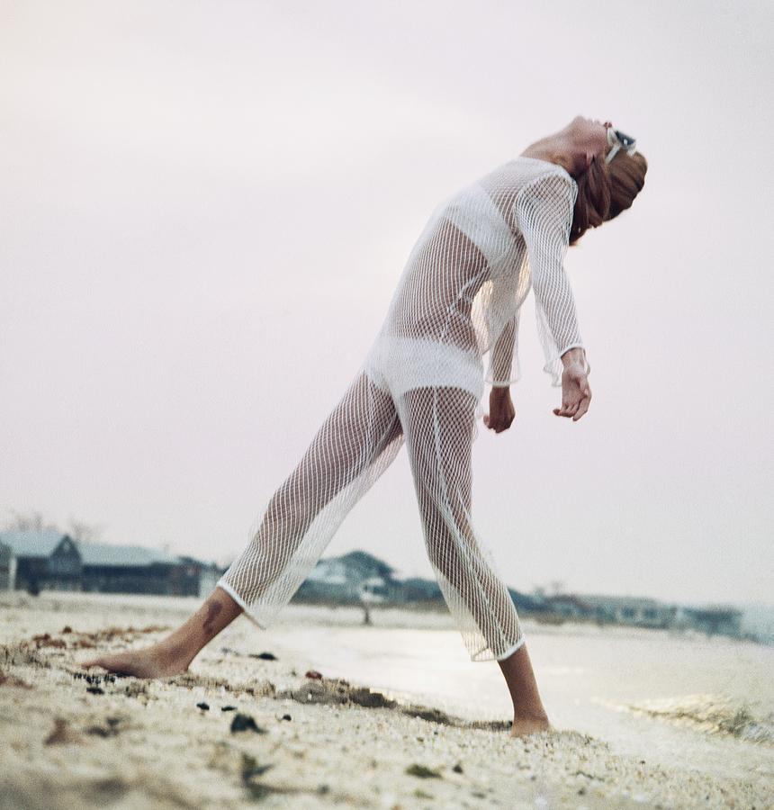 Beach Photograph - Model Wearing Samuel Ehrman Jump Suit by Horst P Horst