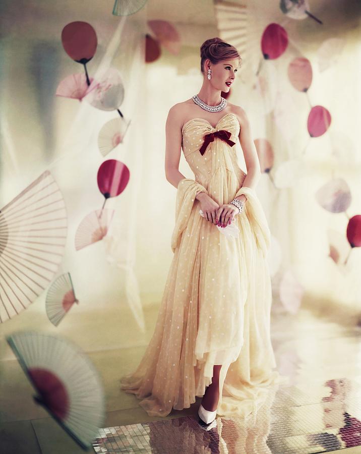 Model Wearing Strapless Dress Photograph by Horst P. Horst