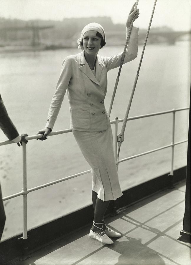 Model Wearing Yachting Suit By Jane Regny Photograph by George Hoyningen-Huene