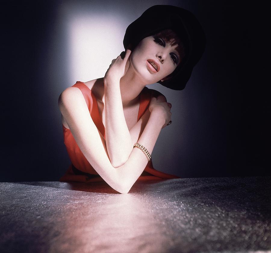 Model With Bob Wearing Gold Bracelet Photograph by Horst P. Horst