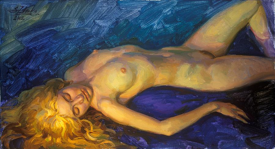 Nude Painting - Model with golden hair by Serguei Zlenko