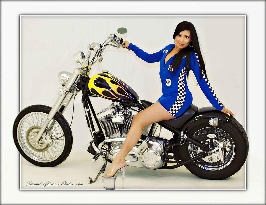 Models and Motorcycles_H Photograph by Walter Herrit