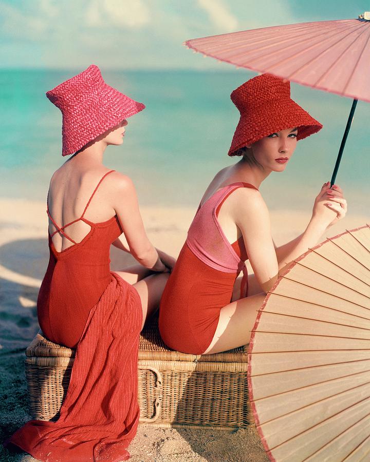 Beach Photograph - Models At A Beach by Louise Dahl-Wolfe