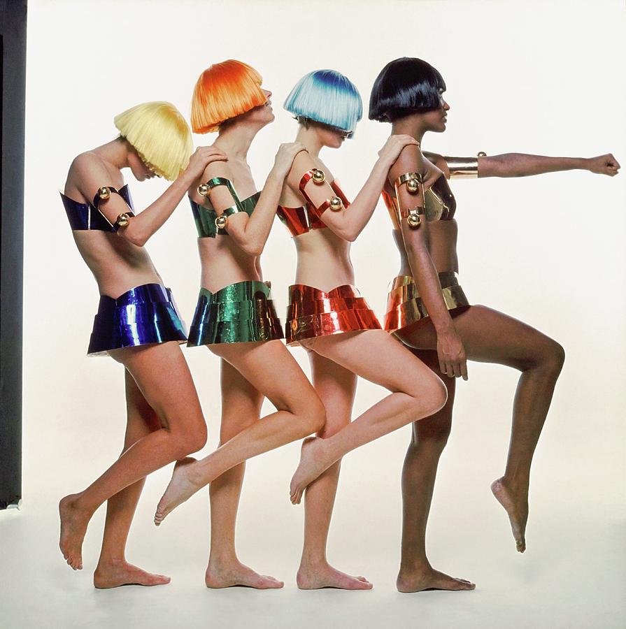 Models Wearing Andre Courreges Ensemble Photograph by Bert Stern