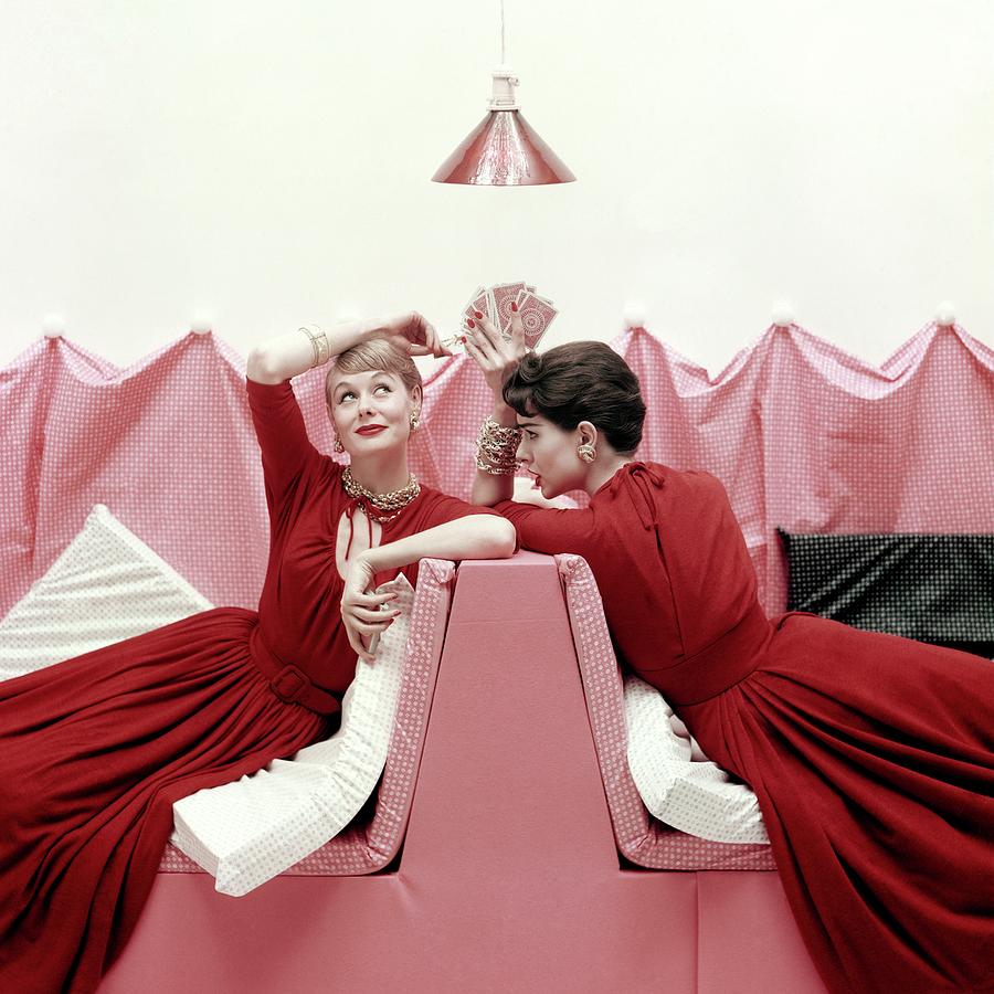 Models Wearing Red Dresses Photograph by Richard Rutledge