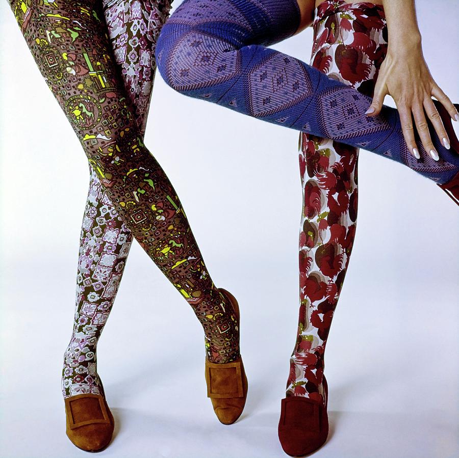 Models Wearing Stockings And Suede Shoes Photograph by Bert Stern