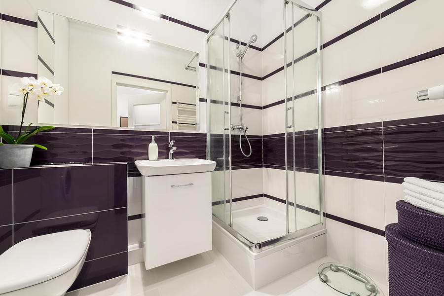 Modern bathroom with  shower cubicle Photograph by Jacek Kadaj