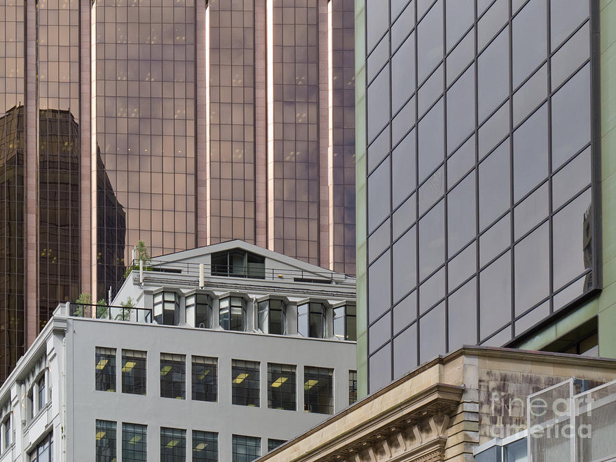 Modern Cityscape Glass-walled Building Facades Photograph