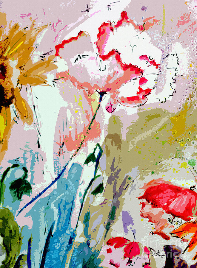 Modern Decorative Expressive Flowers Painting by Ginette Callaway