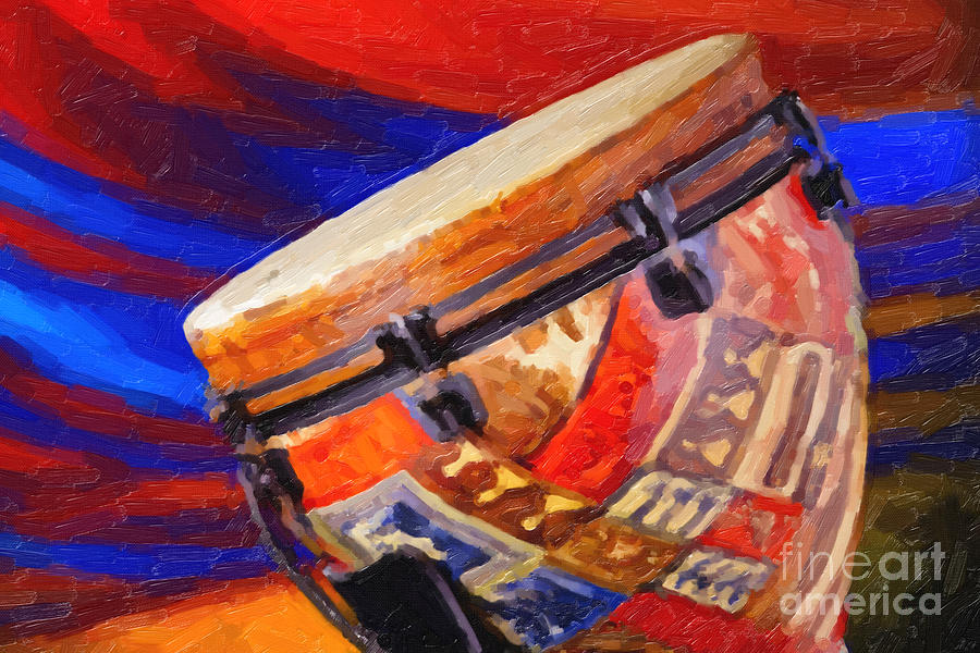 Jazz Painting - Modern Djembe African drum Painting in Color 3337.02 by M K Miller