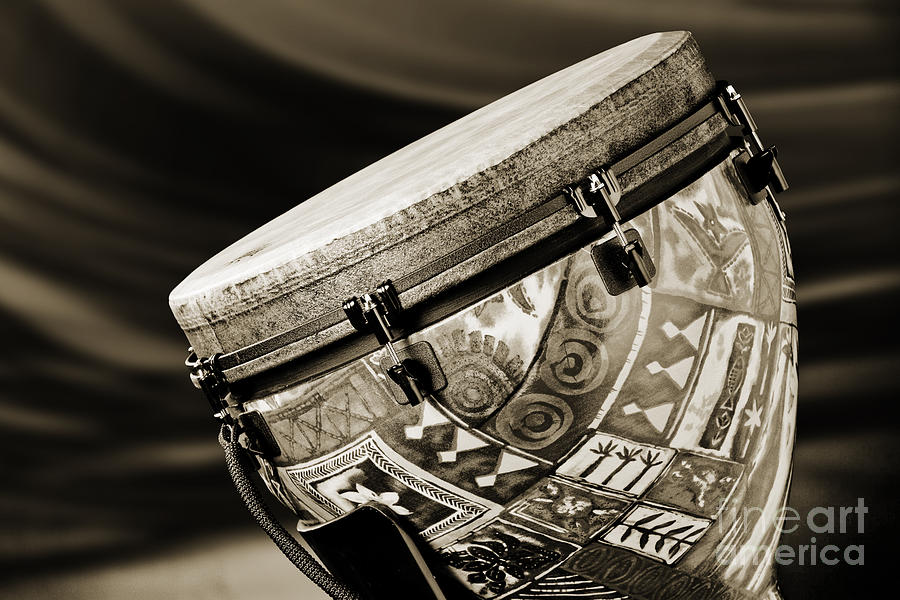 Modern Djembe African drum Photograph in Sepia 3336.01 Photograph by M K Miller