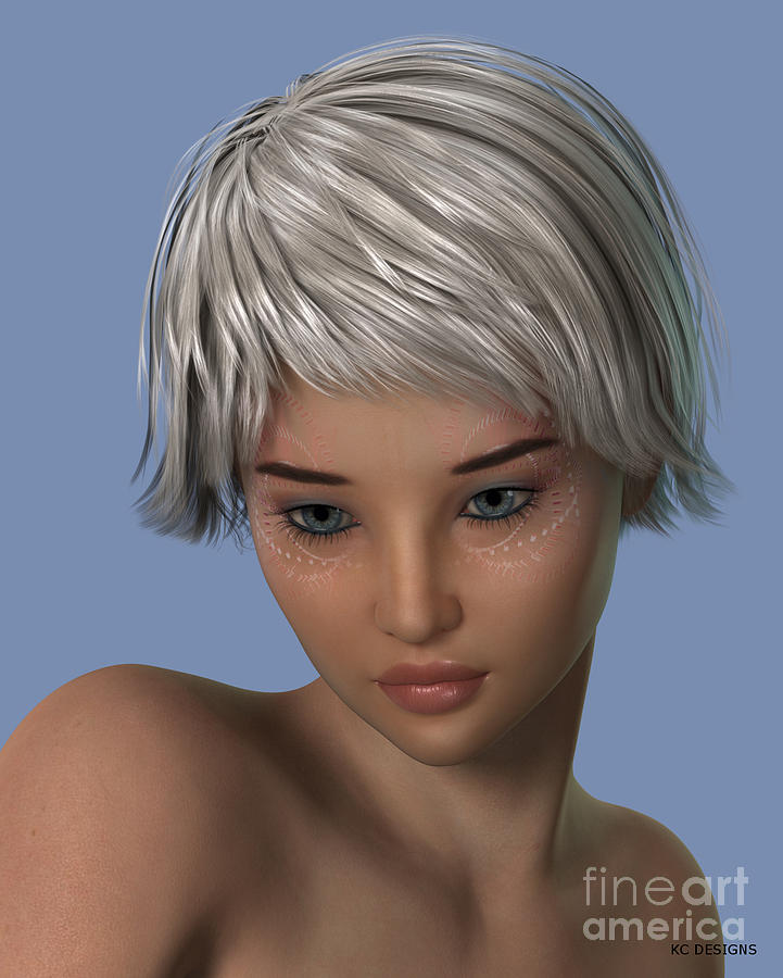 Modern Girl White Hair  Digital Art by Vintage Collectables
