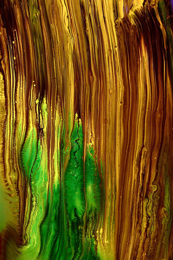 Modern Gold Abstract Art Fluid Painting Slash by KredArt Painting by Serg Wiaderny