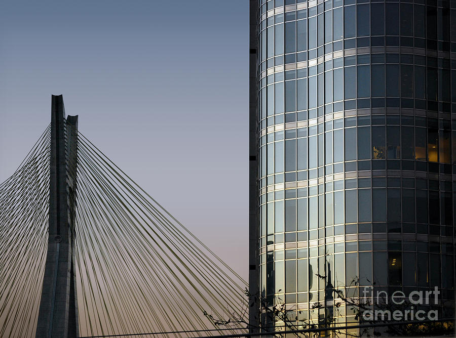 Modern Sao Paulo - Brooklin District - Stayed Bridge Photograph by Carlos Alkmin