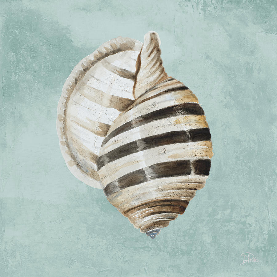 Modern Shell On Teal I Painting by Patricia Pinto
