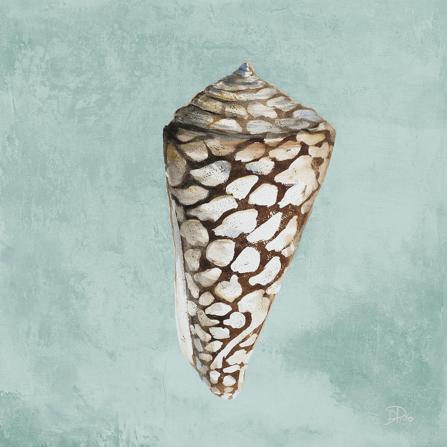 Modern Shell On Teal II Painting by Patricia Pinto