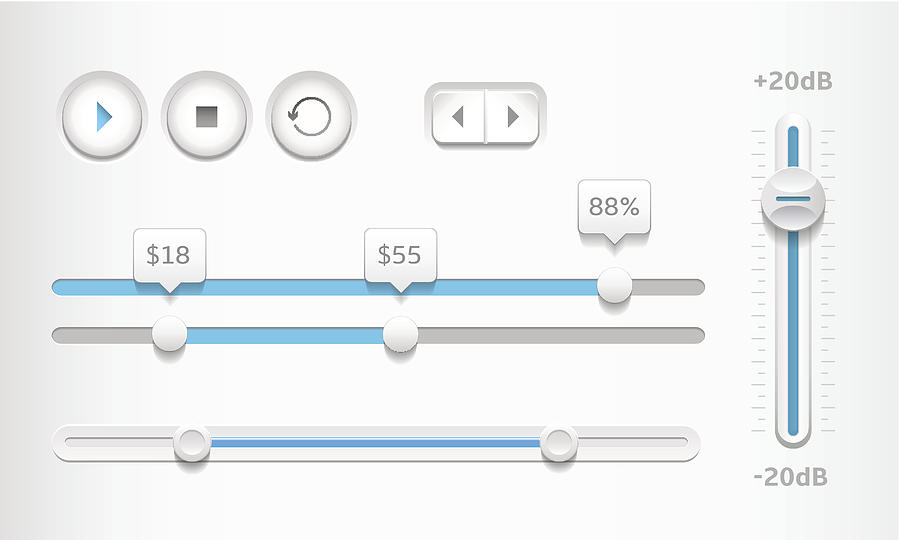 Modern sliders and playback buttons Drawing by Studio-Pro