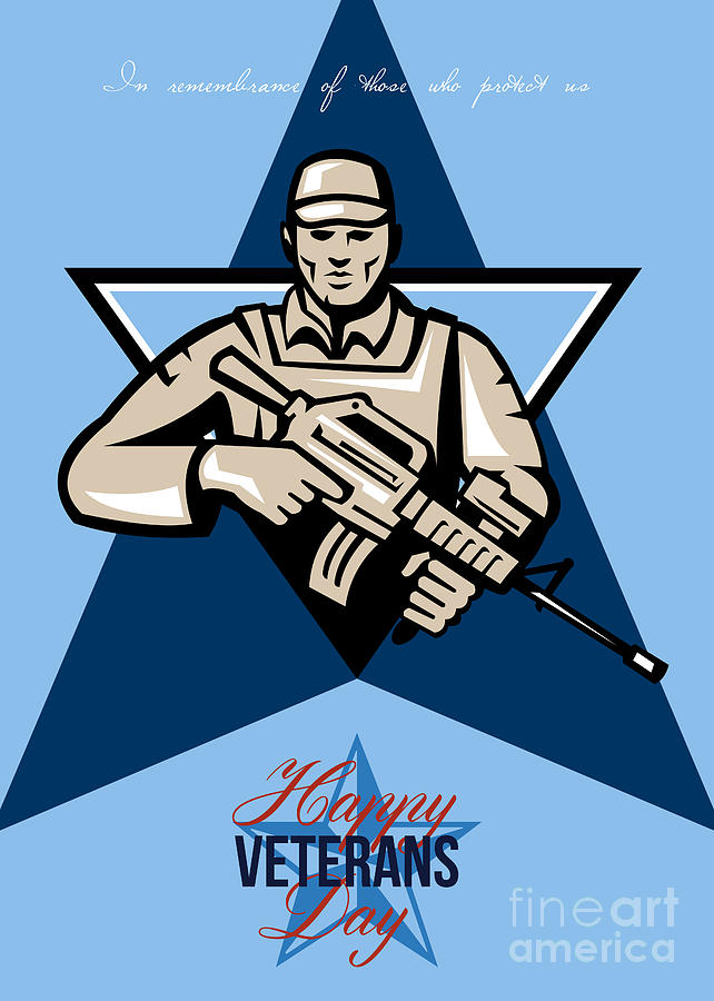 Modern Digital Art - Modern Soldier Veterans Day Greeting Card Front by Aloysius Patrimonio