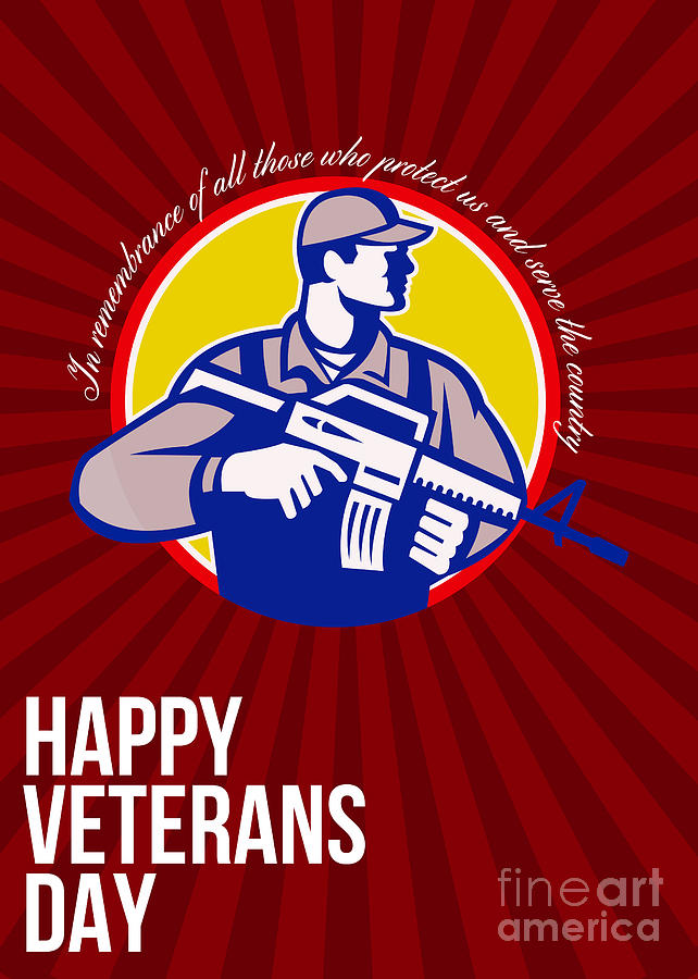 Modern Digital Art - Modern Soldier Veterans Day Greeting Card Side by Aloysius Patrimonio