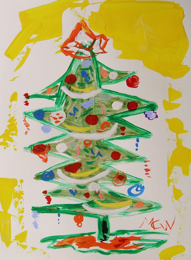 Christmas Painting - Modern Star- Modern Tree by Mary Carol Williams