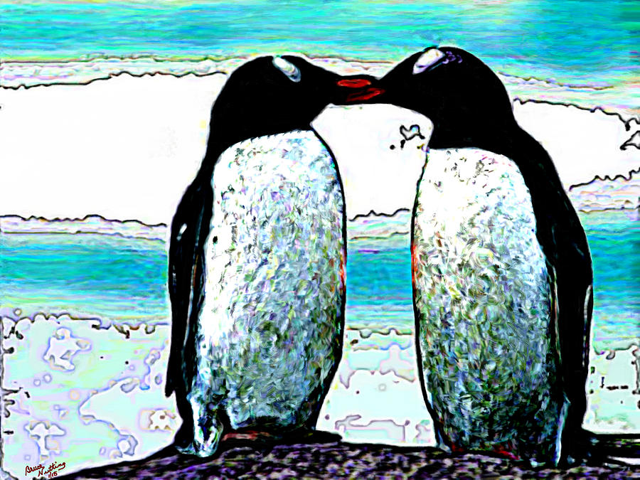 Modernist Penguins Painting by Bruce Nutting