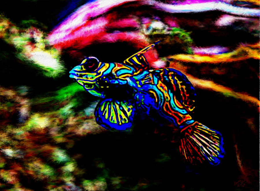 Modernist Tropical Fish Painting by Bruce Nutting