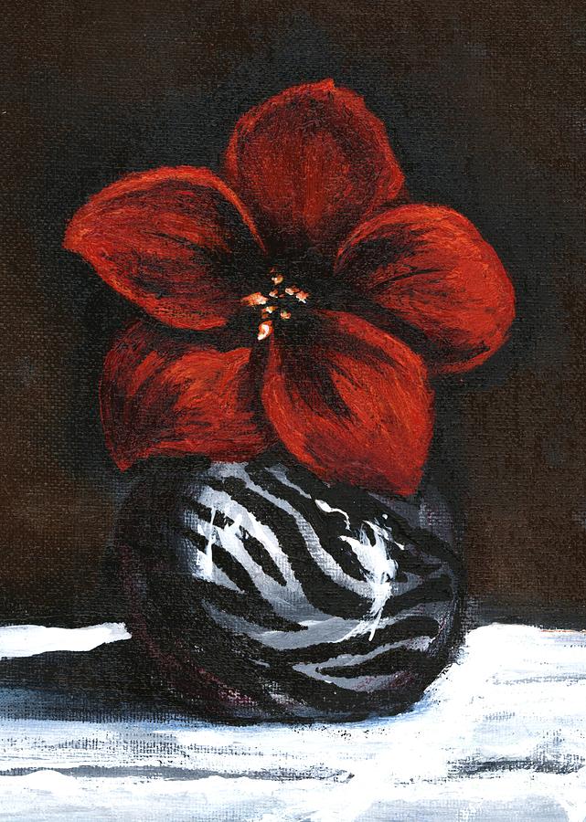 Modest Little Red Flower Painting by Alga Washington