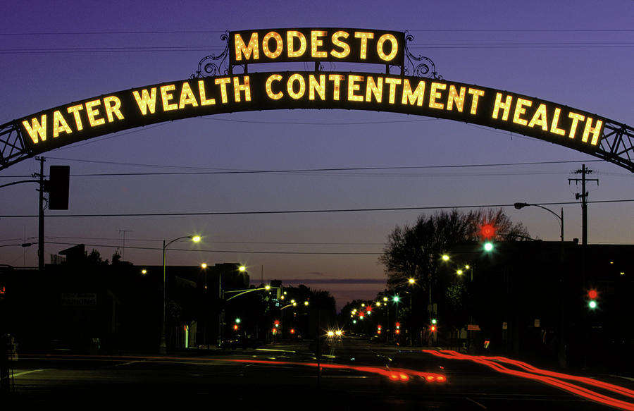 modesto california entrance sign photograph by peter essick