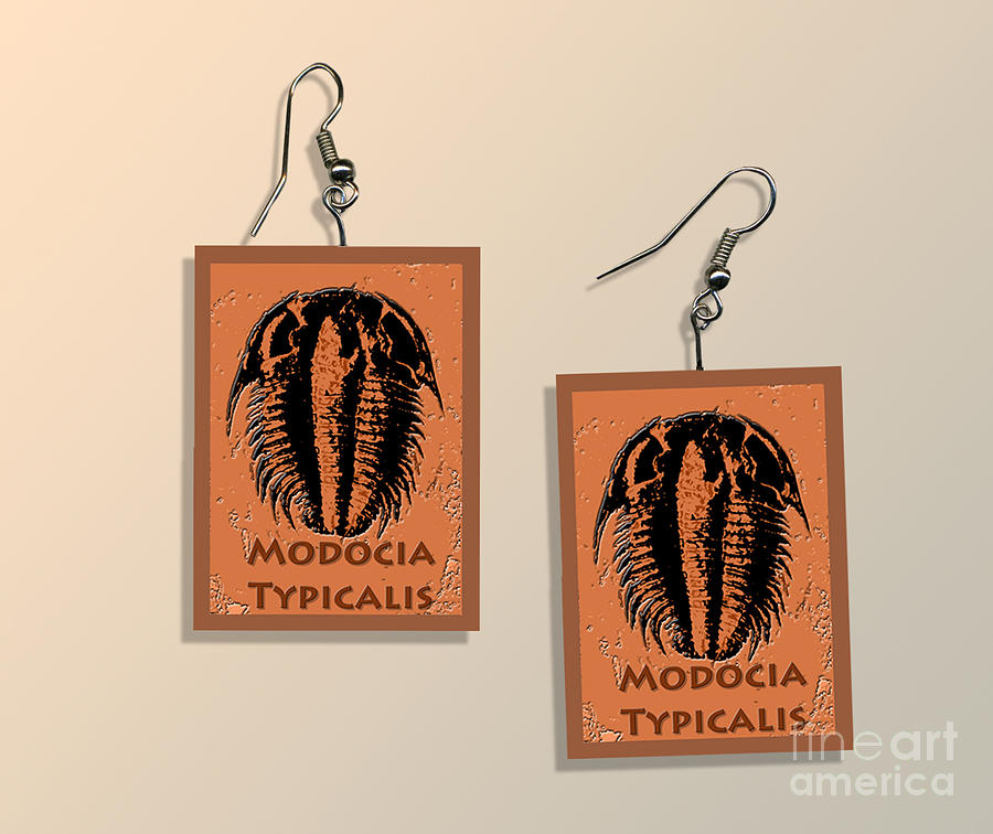 Modocia Typicalis Fossil Trilobite Paper Earrings  Digital Art by Melissa A Benson