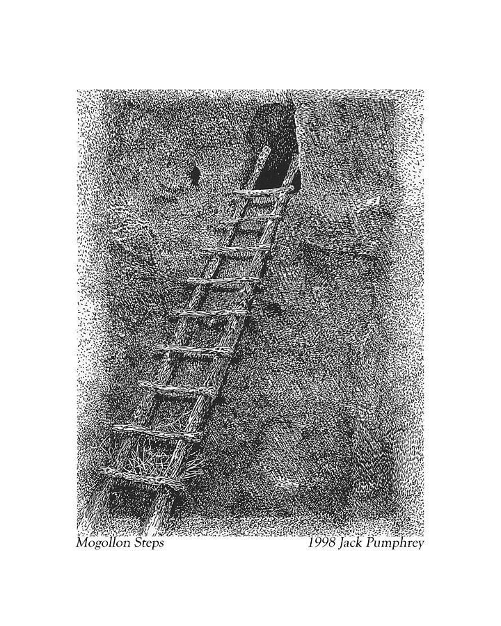Safe Passages Drawing - Mogollon Steps by Jack Pumphrey