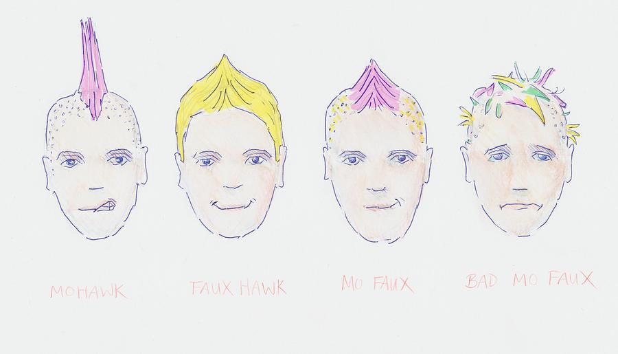 Mohawk faux hawk hairstyle cartoon Drawing by Mike Jory - Pixels