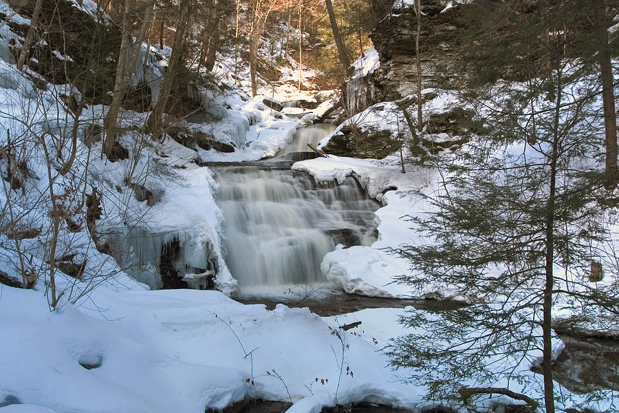 Mohican Falls Surrounded By Winter White Photograph by Gene Walls